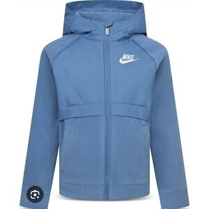 Nike Logo Boys Aegean Storm Mixed Media Full Zip Hooded Jacket Blue Size 3T